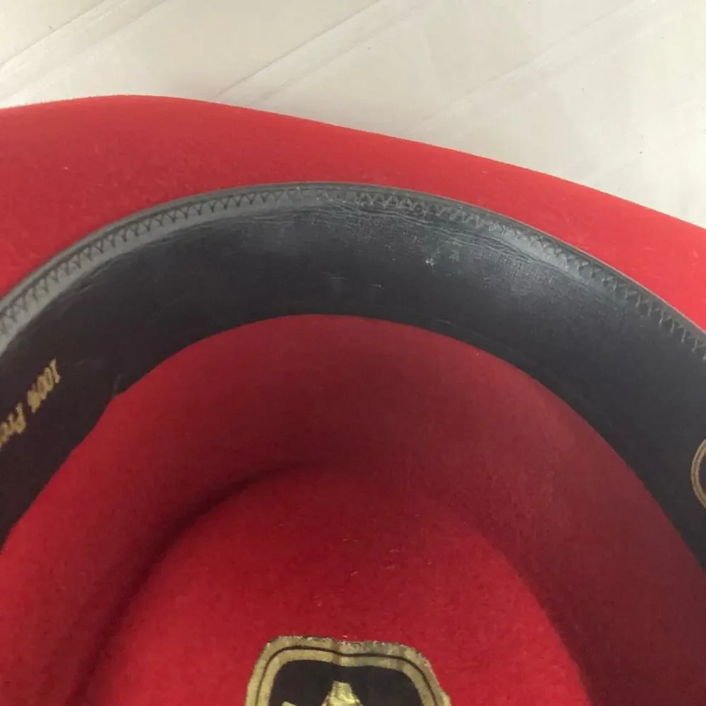 Sheplers Wool Felt Western Hat Unisex M Red Black Band Concho Gambler Style